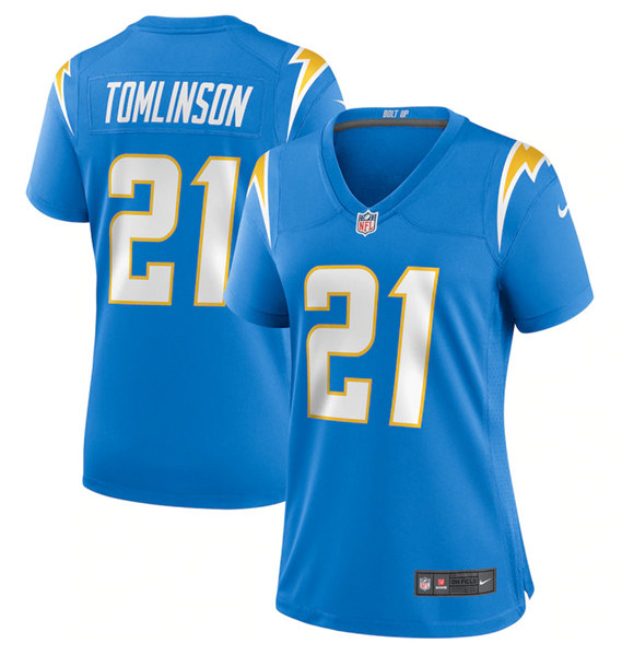 Women's Los Angeles Chargers #21 LaDainian Tomlinson Blue Stitched Game Jersey(Run Small) Women's Los Angeles Chargers #21 LaDainian Tomlinson Blue Stitched Game Jersey(Run Small)